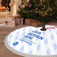 HKM-577875 Fringed Edge Christmas Tree Skirt with Ties, Water-Repellent Polyester, Available in Multiple Sizes