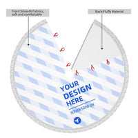 HKM-577875 Fringed Edge Christmas Tree Skirt with Ties, Water-Repellent Polyester, Available in Multiple Sizes