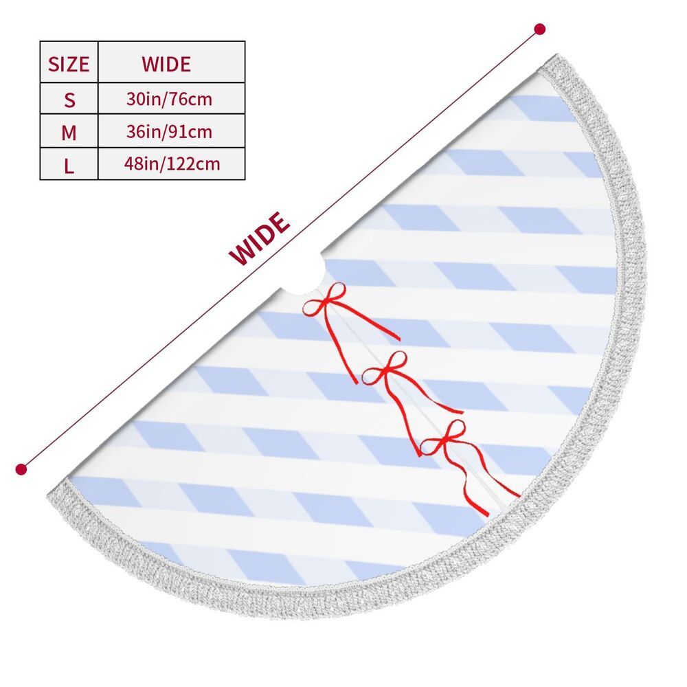 HKM-577875 Fringed Edge Christmas Tree Skirt with Ties, Water-Repellent Polyester, Available in Multiple Sizes