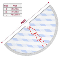 HKM-577875 Fringed Edge Christmas Tree Skirt with Ties, Water-Repellent Polyester, Available in Multiple Sizes
