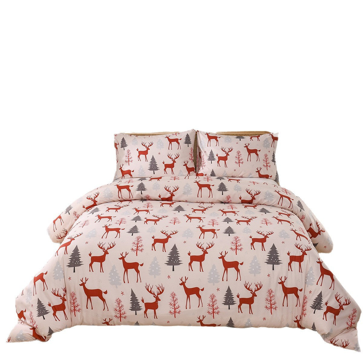 KTX-578067 Christmas Forest Deer Pattern Three-Piece Quilt Cover Set in Multiple Sizes