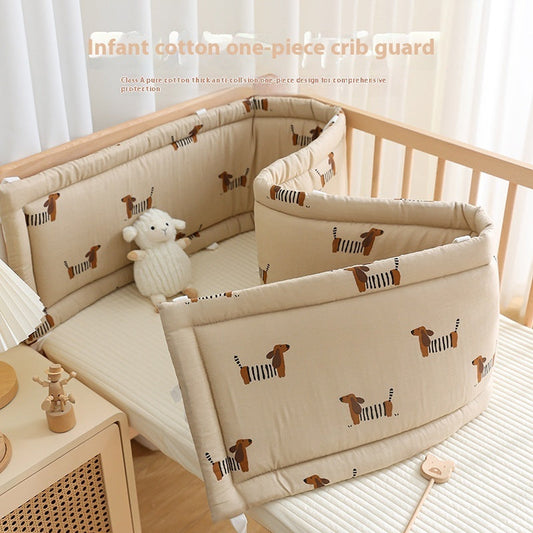 HKM-578259 Breathable Cotton Baby Bed Bumper with Soft Bag Enclosure and Reactive Printing Design