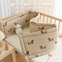 HKM-578259 Breathable Cotton Baby Bed Bumper with Soft Bag Enclosure and Reactive Printing Design