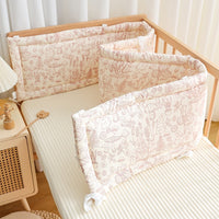 HKM-578259 Breathable Cotton Baby Bed Bumper with Soft Bag Enclosure and Reactive Printing Design