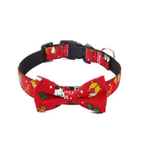 HKM-578259 Christmas-Themed Cotton Polyester Dog Collar in Red and Green, Sizes S, M, L