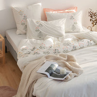 HKM-578259 Cotton Floral Bedding Set - Four Piece Korean Style for 1.5m Bed