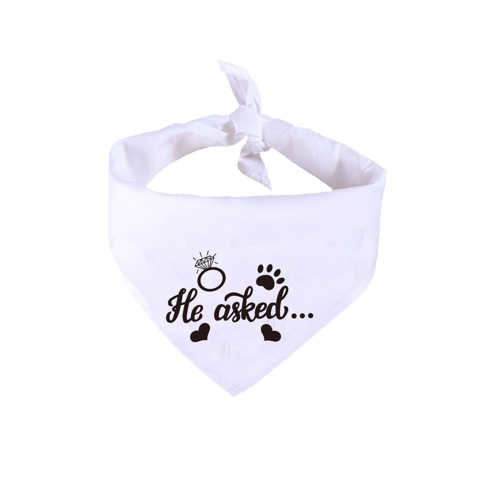 HKM-578259 White Dog Wedding Scarf with 'He Asked, She Said Yes' Embroidery for Valentine's Day