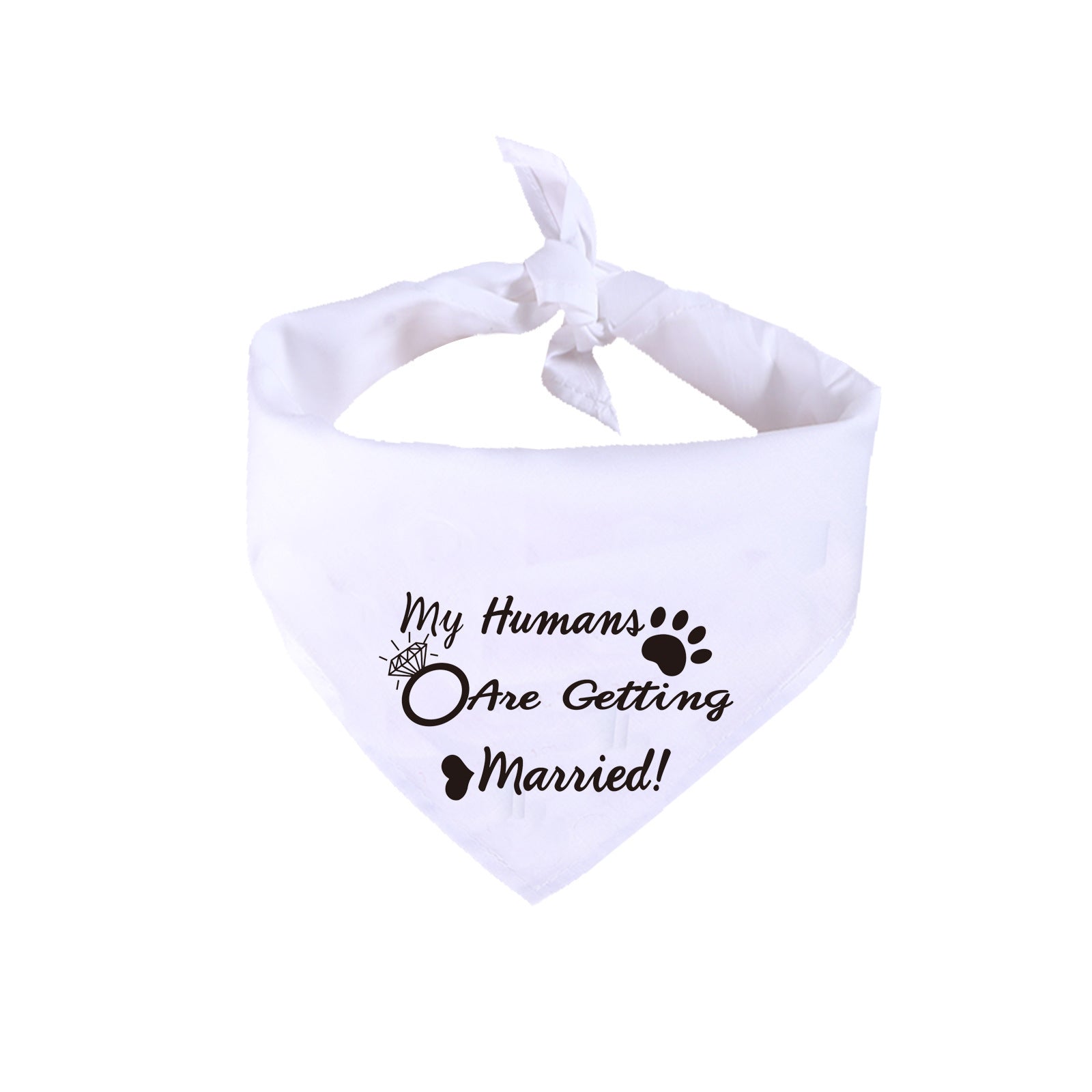 HKM-578259 White Dog Wedding Scarf with 'He Asked, She Said Yes' Embroidery for Valentine's Day