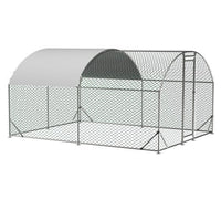 HKM-578451 Large Dome Shaped Metal Chicken Run with Waterproof Anti-UV Cover for Outdoor Use, 9.84' x 13.12' x 6.56'