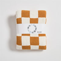 HKM-578579 Retro Plaid Half Velvet Chenille Wool Blanket, Sofa Cover - Multiple Sizes Available