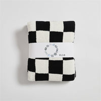 HKM-578579 Retro Plaid Half Velvet Chenille Wool Blanket, Sofa Cover - Multiple Sizes Available