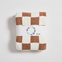 HKM-578579 Retro Plaid Half Velvet Chenille Wool Blanket, Sofa Cover - Multiple Sizes Available
