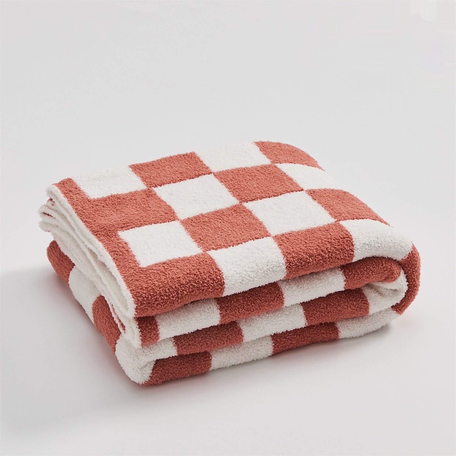 HKM-578579 Retro Plaid Half Velvet Chenille Wool Blanket, Sofa Cover - Multiple Sizes Available