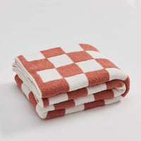 HKM-578579 Retro Plaid Half Velvet Chenille Wool Blanket, Sofa Cover - Multiple Sizes Available