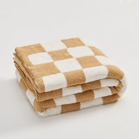 HKM-578579 Retro Plaid Half Velvet Chenille Wool Blanket, Sofa Cover - Multiple Sizes Available