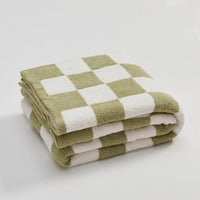 HKM-578579 Retro Plaid Half Velvet Chenille Wool Blanket, Sofa Cover - Multiple Sizes Available