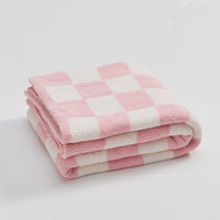 HKM-578579 Retro Plaid Half Velvet Chenille Wool Blanket, Sofa Cover - Multiple Sizes Available