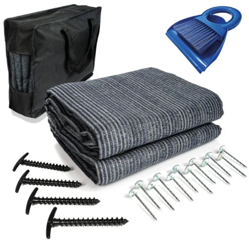 KTX-578771 Portable Outdoor Blue Grey 300gsm Awning Carpet Mat for Camping and Picnics