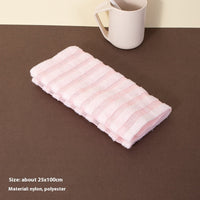 HKM-578835 Men's and Women's Long Bath Towel with Easy Foaming Bath & Back Rub - Available in Pink Stripes, Blue Stripes, and Black Plaid