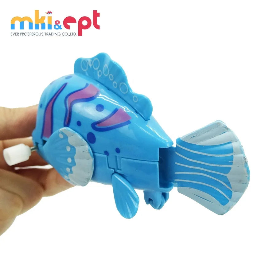 HKM-579219 Colorful Mini Wind-Up Clown Fish Toy for Kids Ages 2-7, Interactive Gliding Action