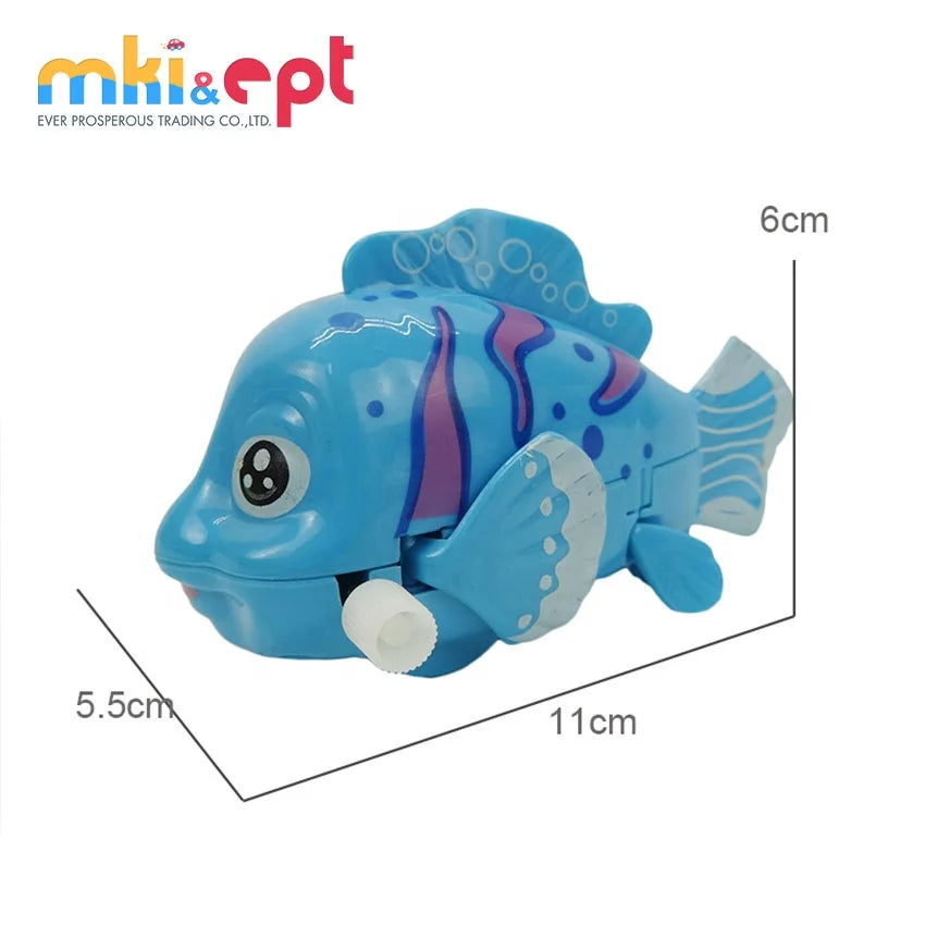 HKM-579219 Colorful Mini Wind-Up Clown Fish Toy for Kids Ages 2-7, Interactive Gliding Action
