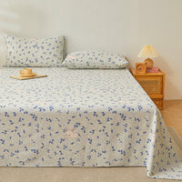 HKM-579411 Pure Cotton Plant and Flower Pattern Three-Piece Bedding Set in Various Sizes