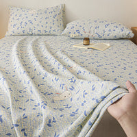 HKM-579411 Pure Cotton Plant and Flower Pattern Three-Piece Bedding Set in Various Sizes