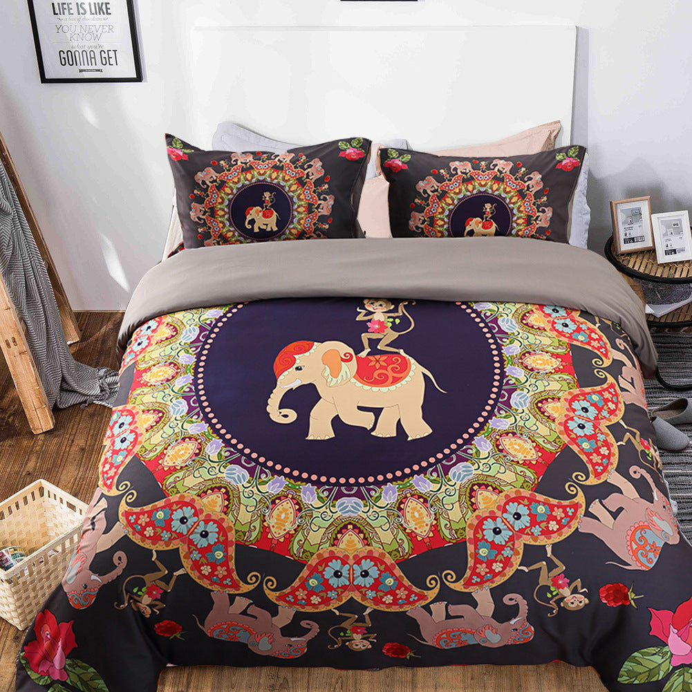 HKM-579411 Three-Piece Home Textile Set - Quilt and Pillow Covers for US Twin, Queen, and King Sizes