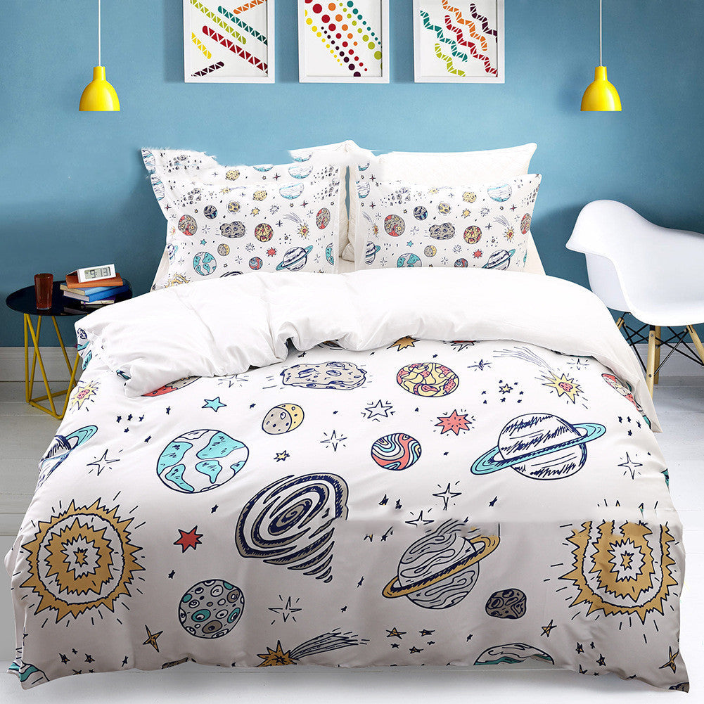 HKM-579411 Three-Piece Home Textile Set - Quilt and Pillow Covers for US Twin, Queen, and King Sizes