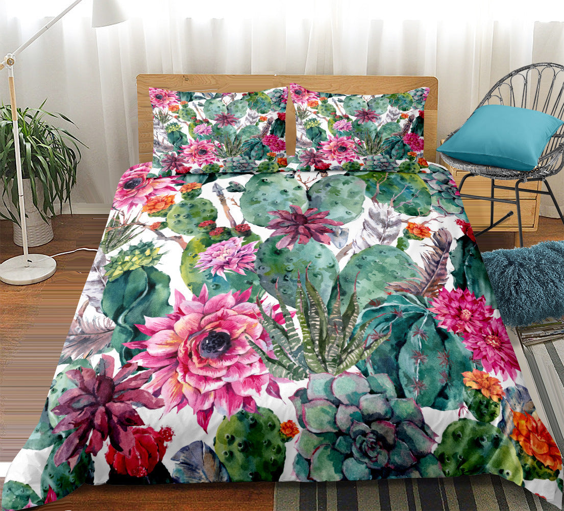 HKM-579411 Three-Piece Home Textile Set - Quilt and Pillow Covers for US Twin, Queen, and King Sizes