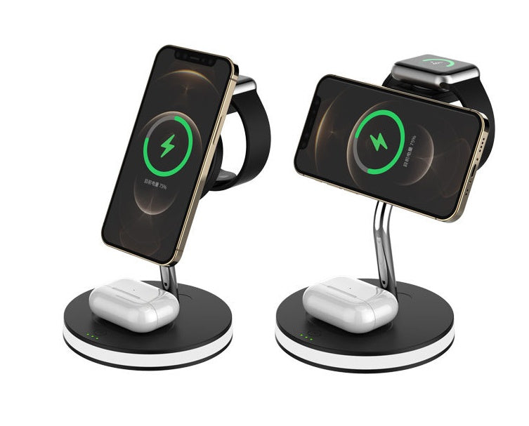 HKM-579475 Four-in-One Wireless Charger for Watch and Lamp - Fast Magnetic Alignment, USB-C Input, 15W Compatibility