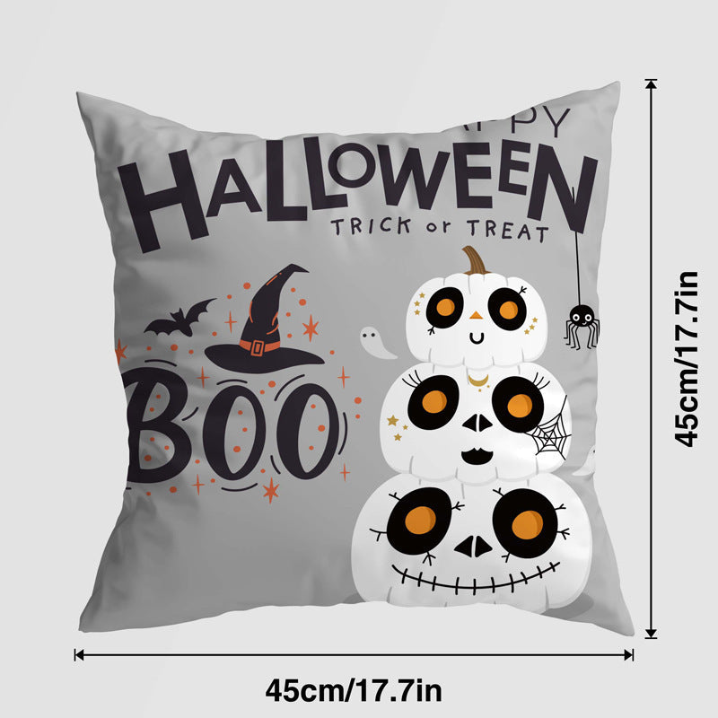 HKM-579539 Halloween Pumpkin Castle Cartoon Pillow Cover - Super Soft Multicolor Design, 45x45 cm