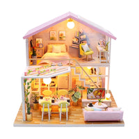 HKM-579667 3D DIY Wooden Miniature Dollhouse with LED Light for Kids Aged 5 to 7