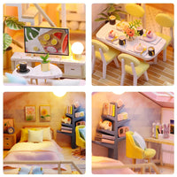 HKM-579667 3D DIY Wooden Miniature Dollhouse with LED Light for Kids Aged 5 to 7