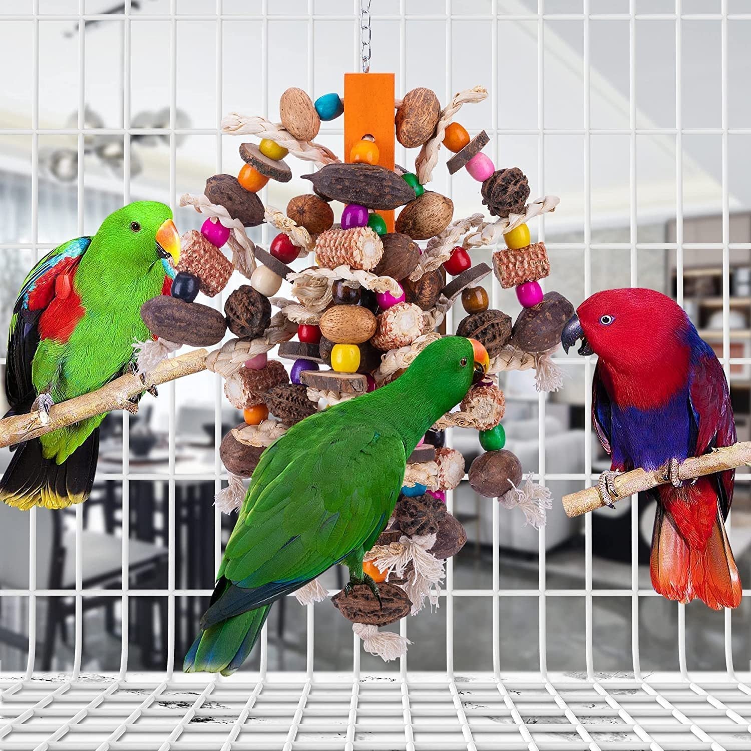 HKM-579667 Wooden Fruit Skewers for Large Parrots - Creative Nibbling Toy