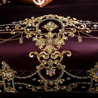 HKM-579731 European Style Cotton Embroidery Four-Piece Bedding Set in Geometric Pattern