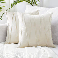 HKM-579795 Vertical Strip Velvet Cushion Cover, Plush Fabric, 45x45cm, Ideal for Bedroom and Study