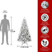 HKM-579859 Flocked Artificial Christmas Tree with Foldable Base - Available in 4ft, 5ft, 6ft, and 7ft Options