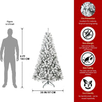 HKM-579859 Flocked Artificial Christmas Tree with Foldable Base - Available in 4ft, 5ft, 6ft, and 7ft Options
