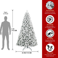 HKM-579859 Flocked Artificial Christmas Tree with Foldable Base - Available in 4ft, 5ft, 6ft, and 7ft Options