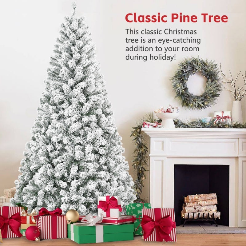 HKM-579859 Flocked Artificial Christmas Tree with Foldable Base - Available in 4ft, 5ft, 6ft, and 7ft Options
