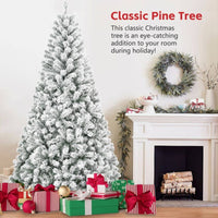 HKM-579859 Flocked Artificial Christmas Tree with Foldable Base - Available in 4ft, 5ft, 6ft, and 7ft Options
