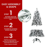 HKM-579859 Flocked Artificial Christmas Tree with Foldable Base - Available in 4ft, 5ft, 6ft, and 7ft Options