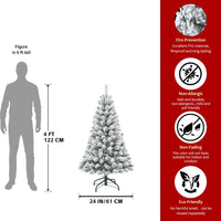 HKM-579859 Flocked Artificial Christmas Tree with Foldable Base - Available in 4ft, 5ft, 6ft, and 7ft Options