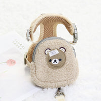 HKM-579923 Pet Fleece Backpack with Chest Strap and Traction Rope - Soft Cotton, Multiple Colors Available