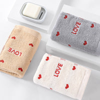 HKM-579987 Pure Cotton Embroidered Towels for Couples - Jacquard Design in White, Brown, Light Gray