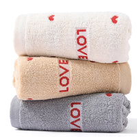 HKM-579987 Pure Cotton Embroidered Towels for Couples - Jacquard Design in White, Brown, Light Gray