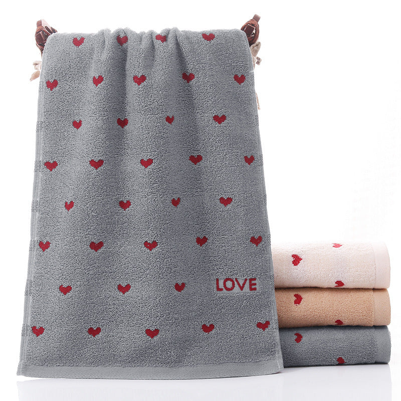 HKM-579987 Pure Cotton Embroidered Towels for Couples - Jacquard Design in White, Brown, Light Gray