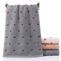 HKM-579987 Pure Cotton Embroidered Towels for Couples - Jacquard Design in White, Brown, Light Gray