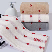 HKM-579987 Pure Cotton Embroidered Towels for Couples - Jacquard Design in White, Brown, Light Gray